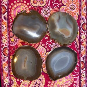 Anthropologie Set of 4 Gilded Edge Agate Coasters